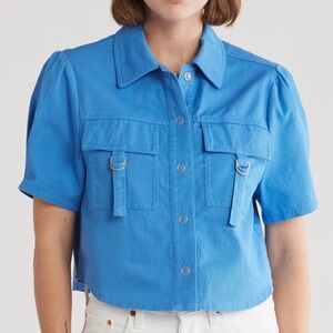 NWT Denim Blue Utility Button-up Crop Top (S)